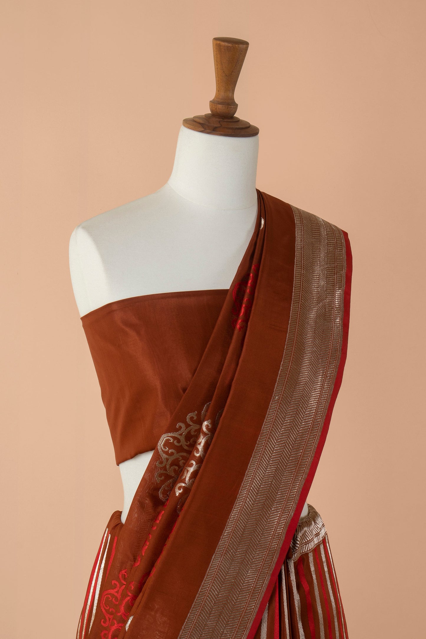 Handwoven Brown Silk Sari