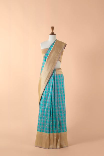 Handwoven Blue Silk Sari