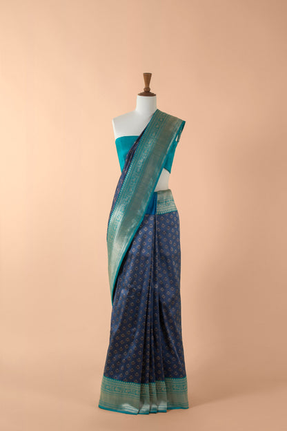 Handwoven Blue Silk Sari