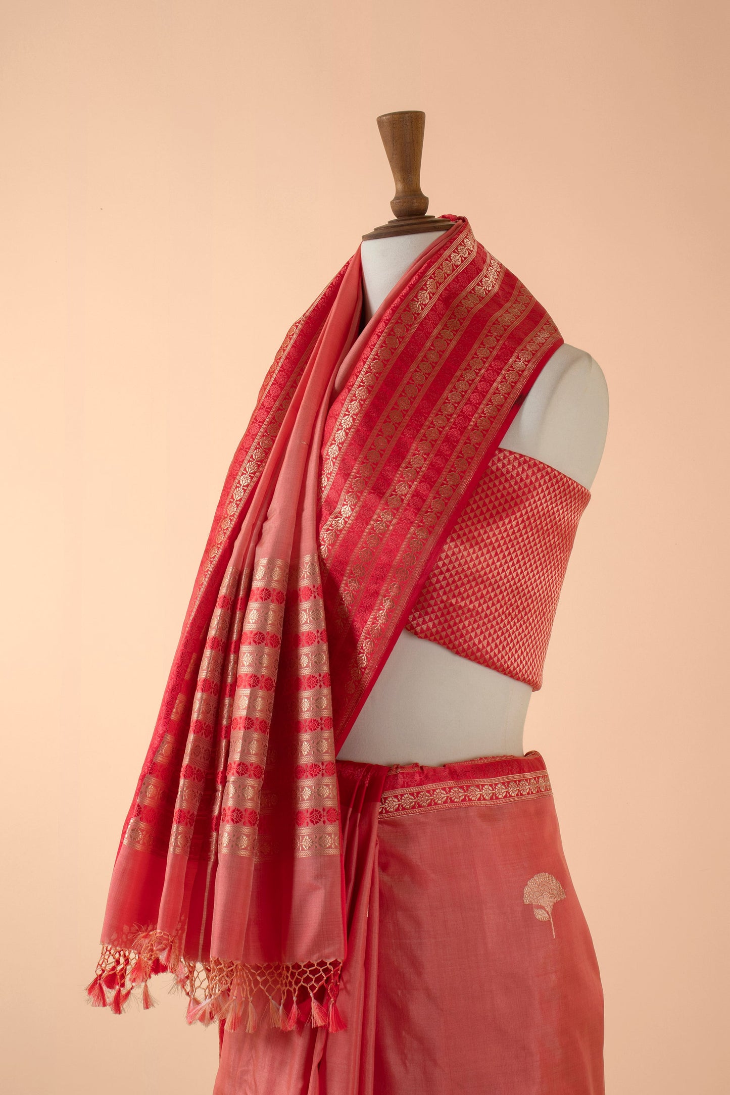 Handwoven Pink Silk Sari