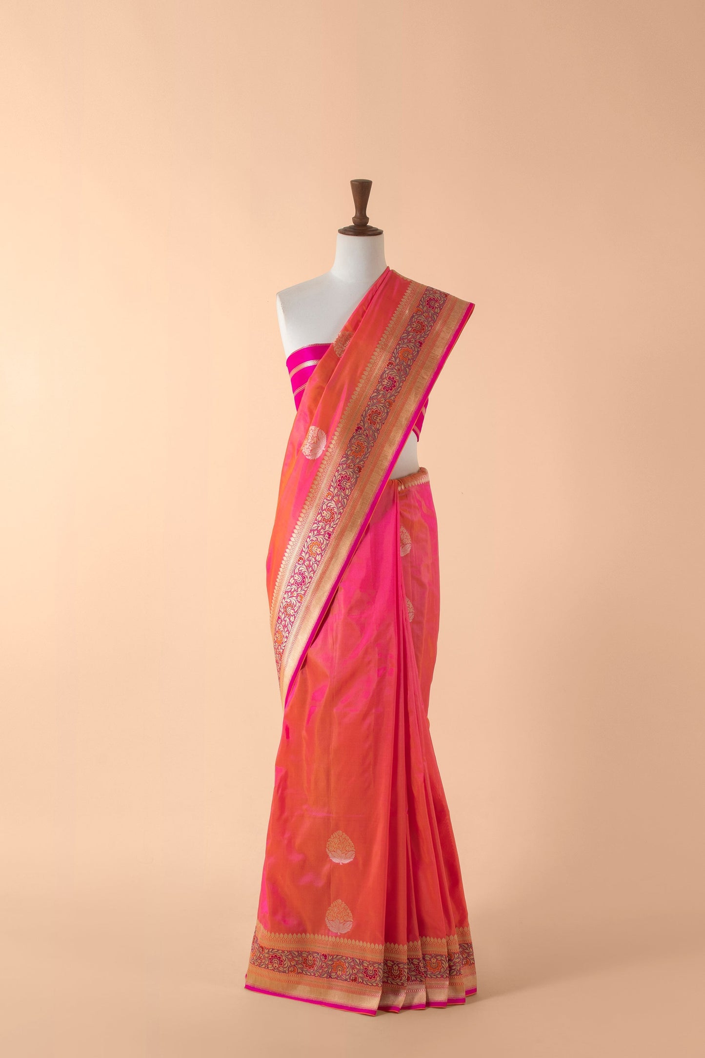 Handwoven Orange Silk Sari
