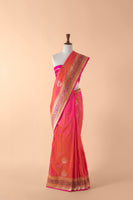 Handwoven Orange Silk Sari