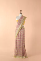 Handwoven Pink Georgette Sari