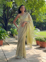 Lime Striped Saree