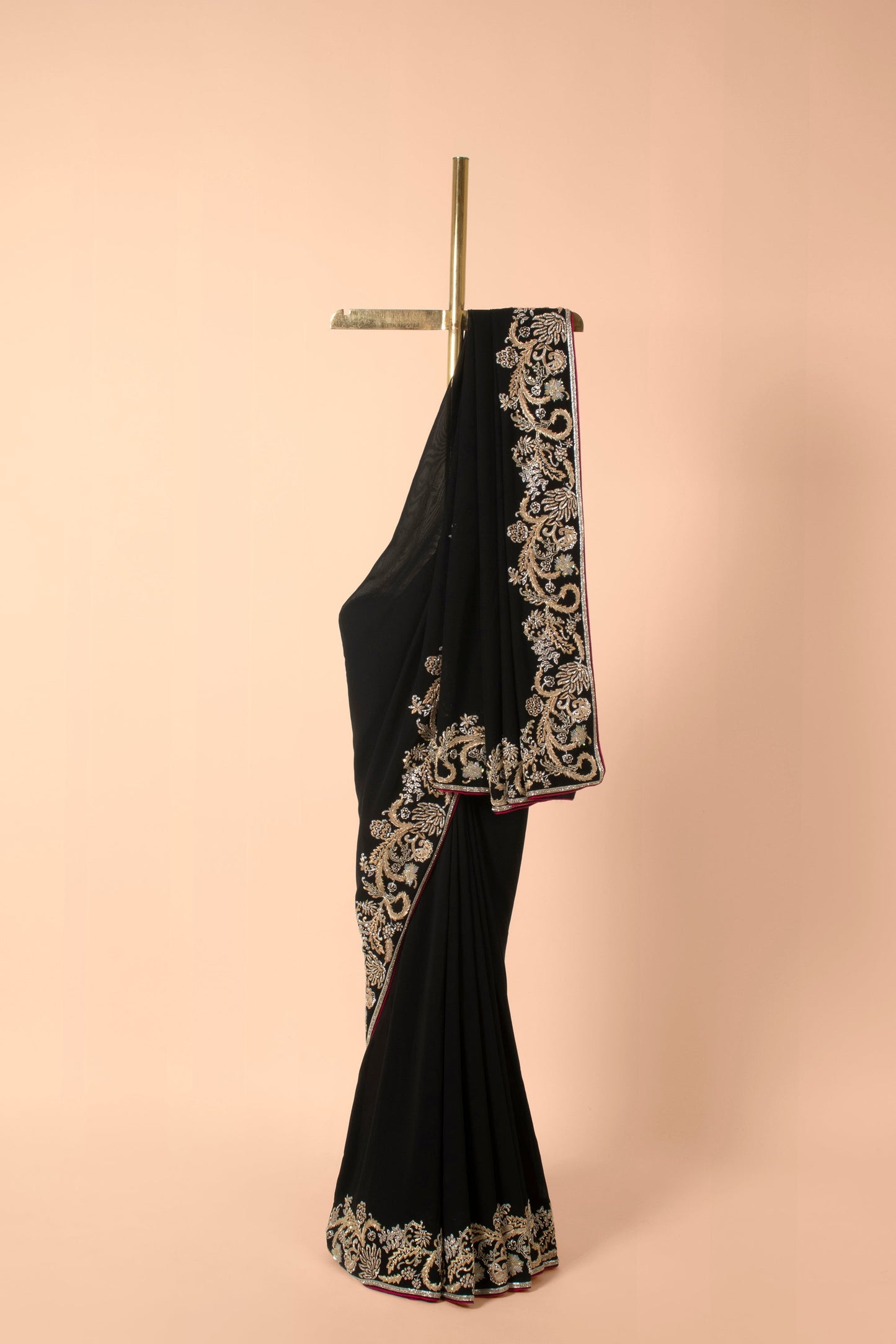 Handwoven Black Georgette Sari