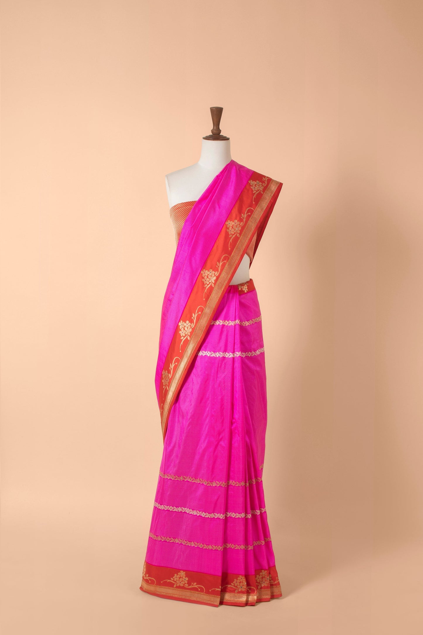 Handwoven Pink Silk Sari