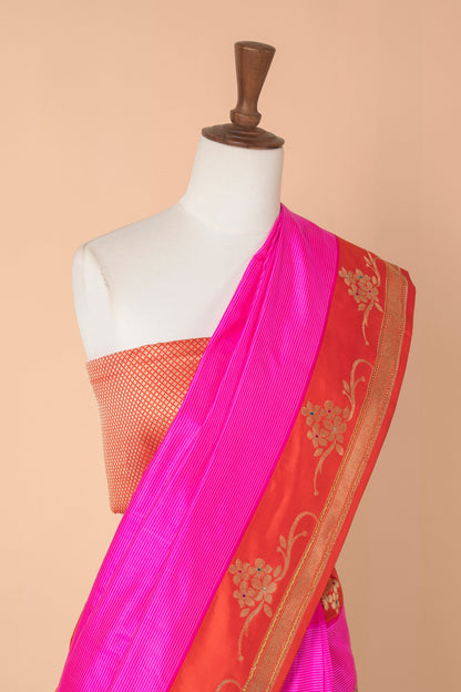 Handwoven Pink Silk Sari