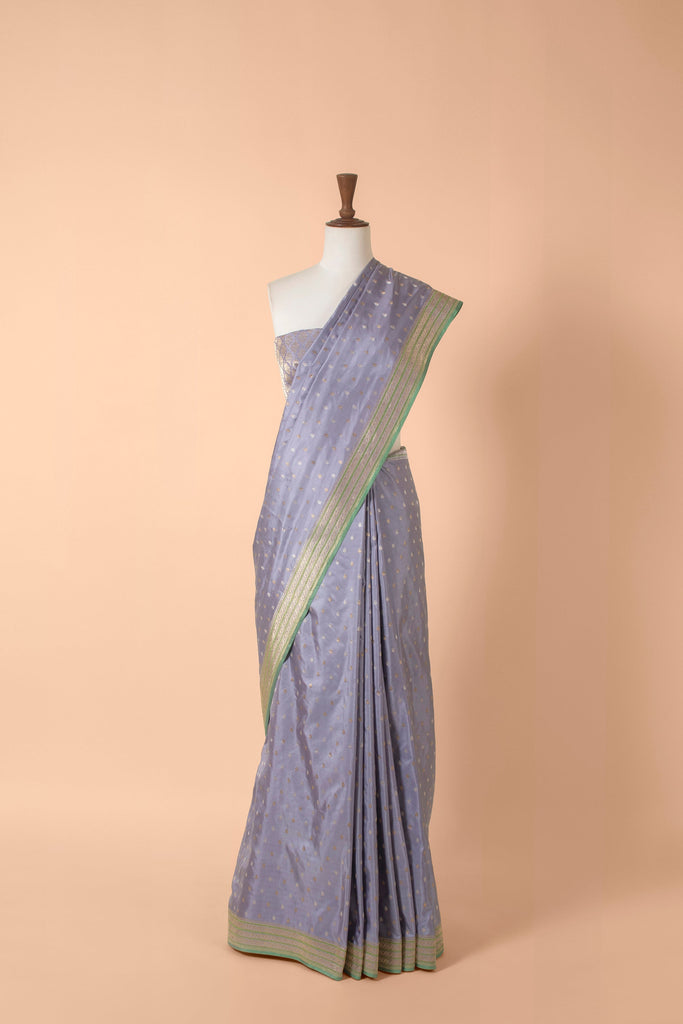 Handwoven Grey Silk Sari