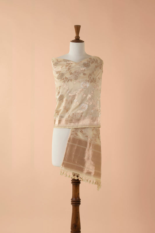 Handwoven Cream Silk Dupatta