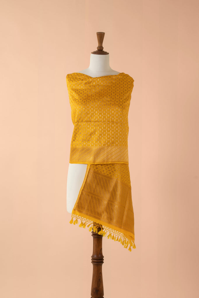 Handwoven Mustard Silk Dupatta