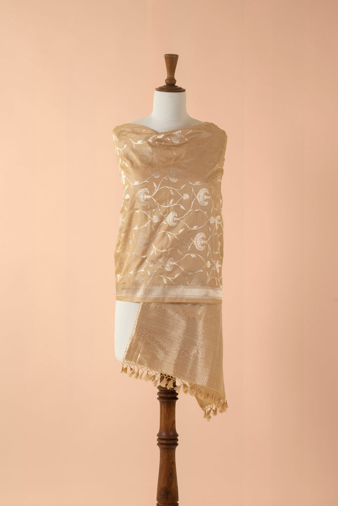 Handwoven Beige Silk Dupatta