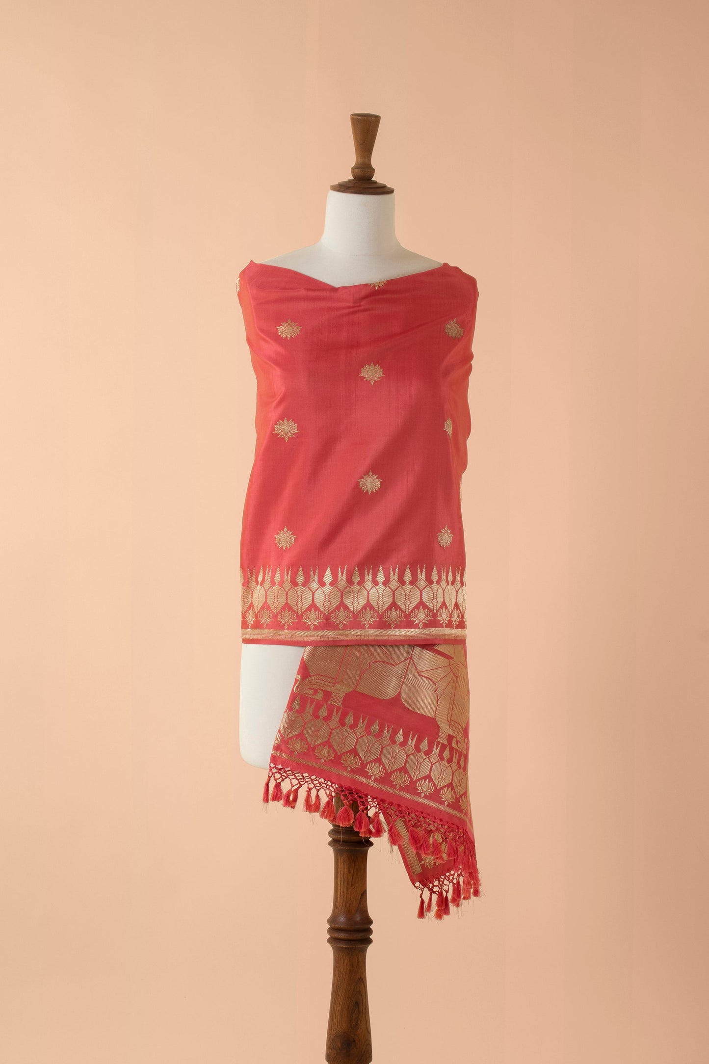 Handwoven Pink Silk Dupatta