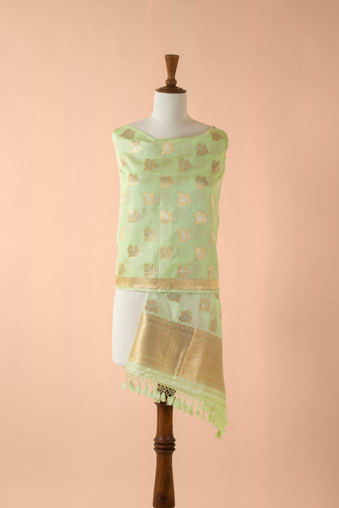 Handwoven Green Silk Dupatta