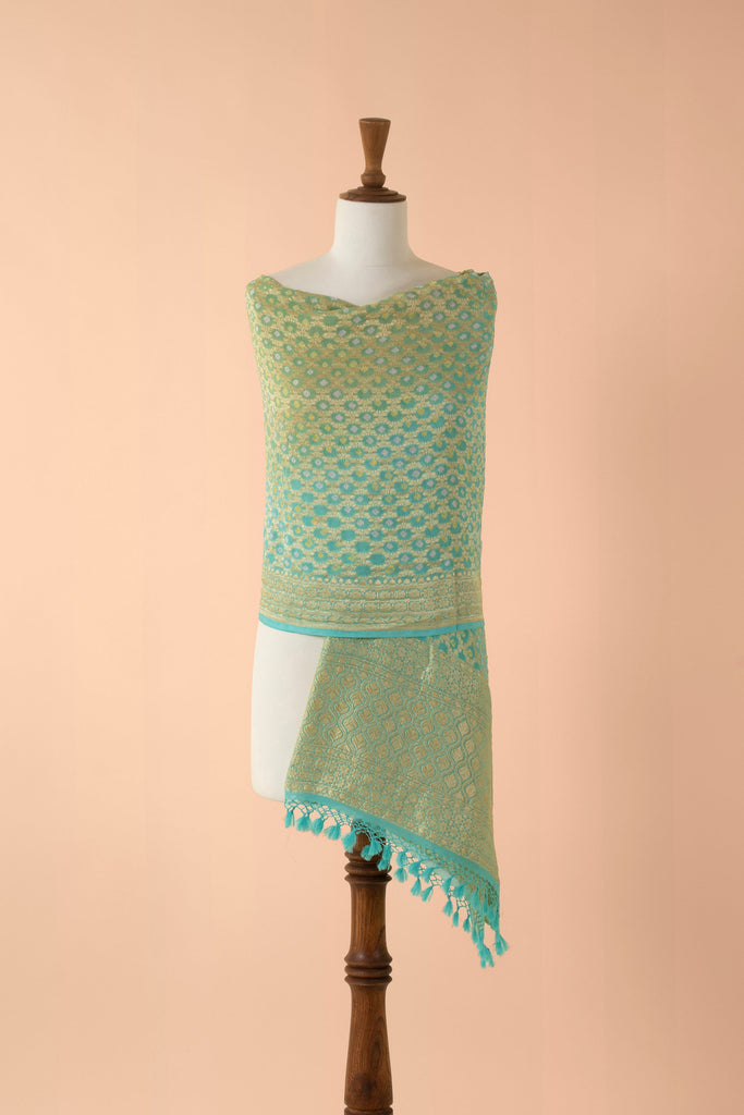 Handwoven Green Bandhani Dupatta