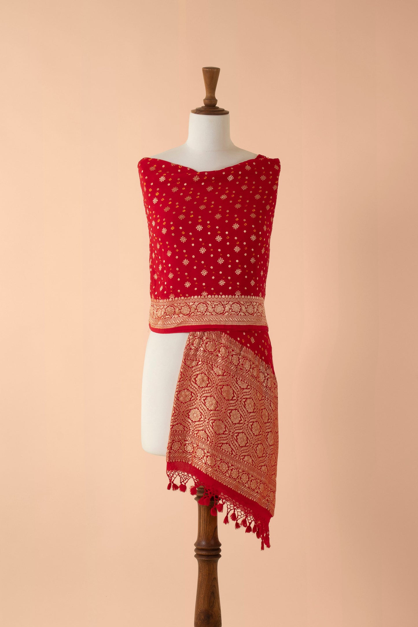 Handwoven Red Georgette Dupatta