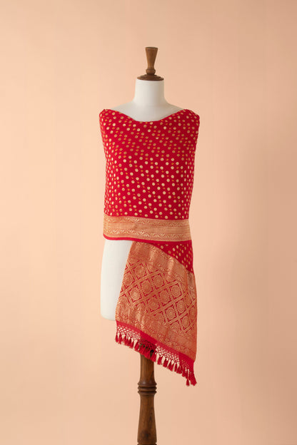 Handwoven Red Georgette Dupatta