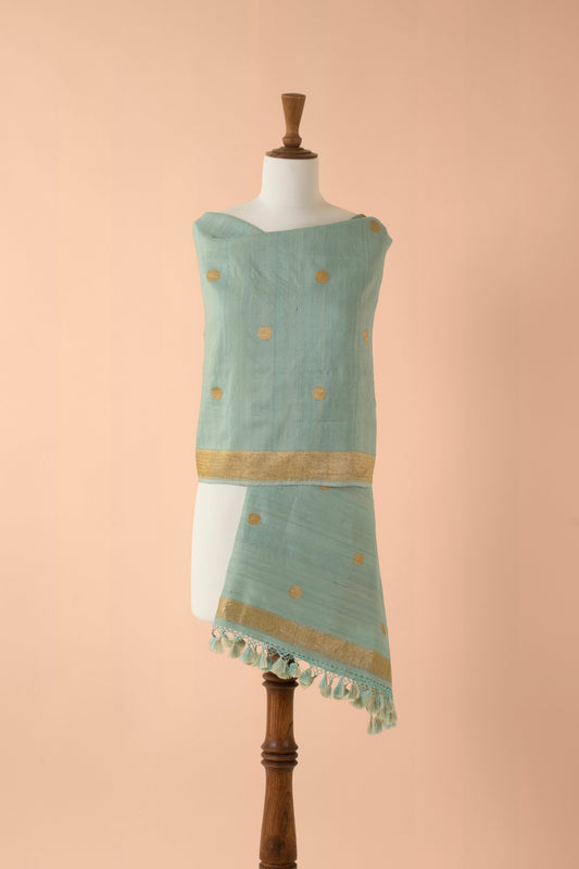 Handwoven Blue Tussar Dupatta