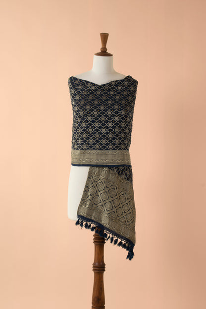 Handwoven Blue Bandhani Dupatta