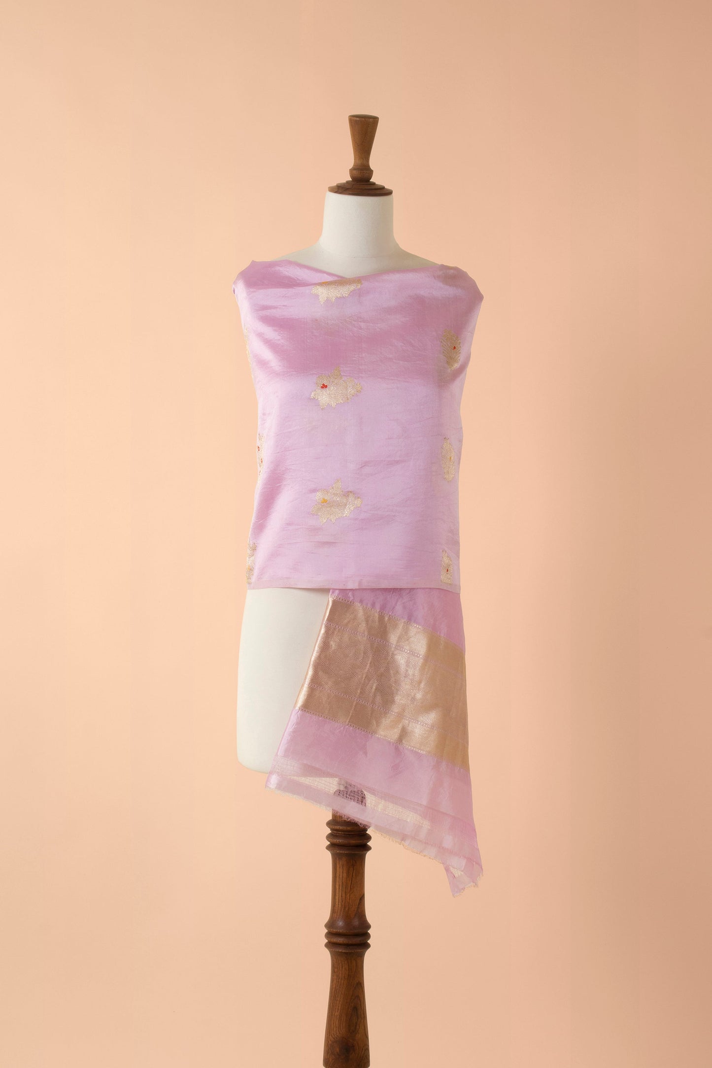 Handwoven Pink Silk Dupatta