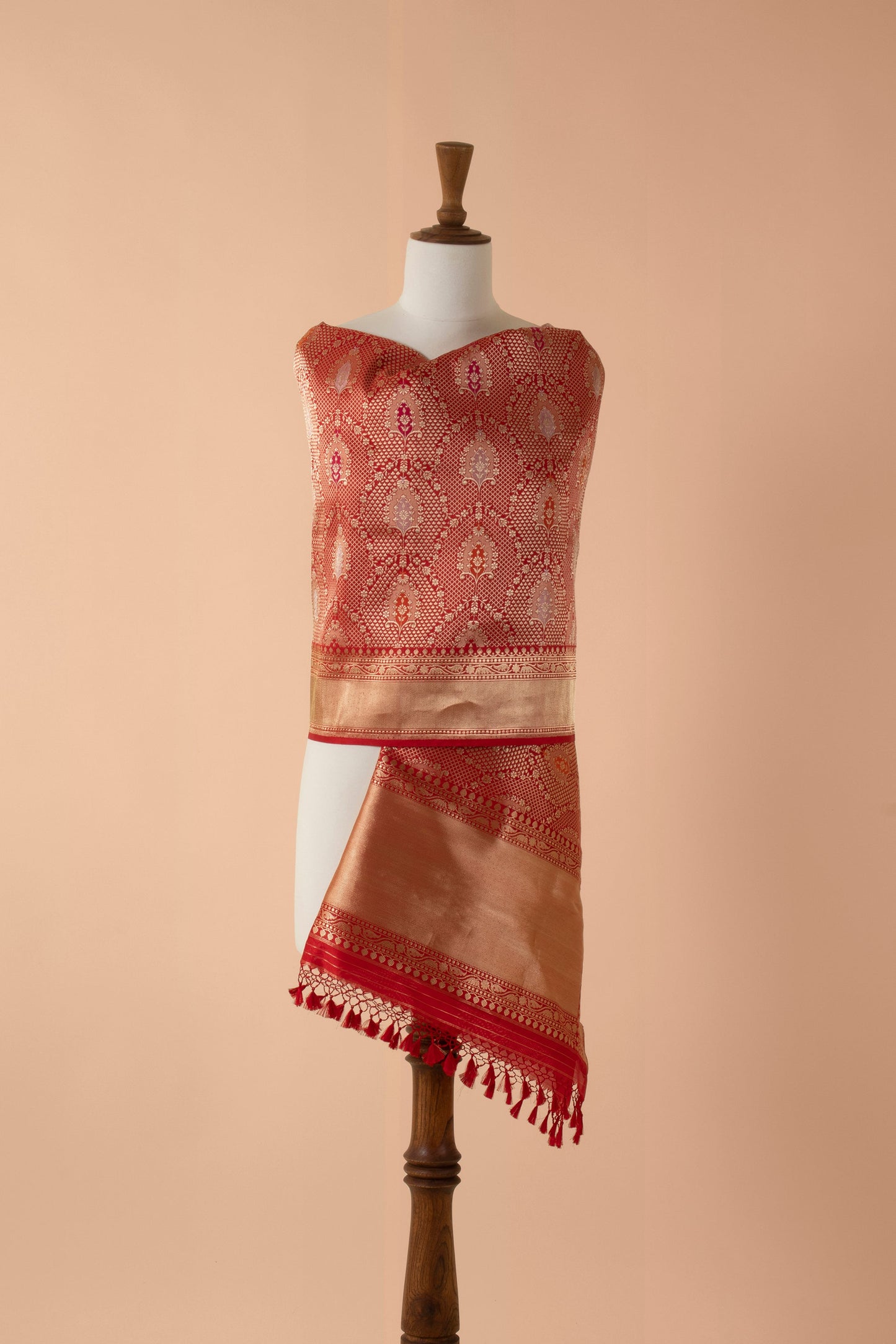 Handwoven Red Silk Dupatta