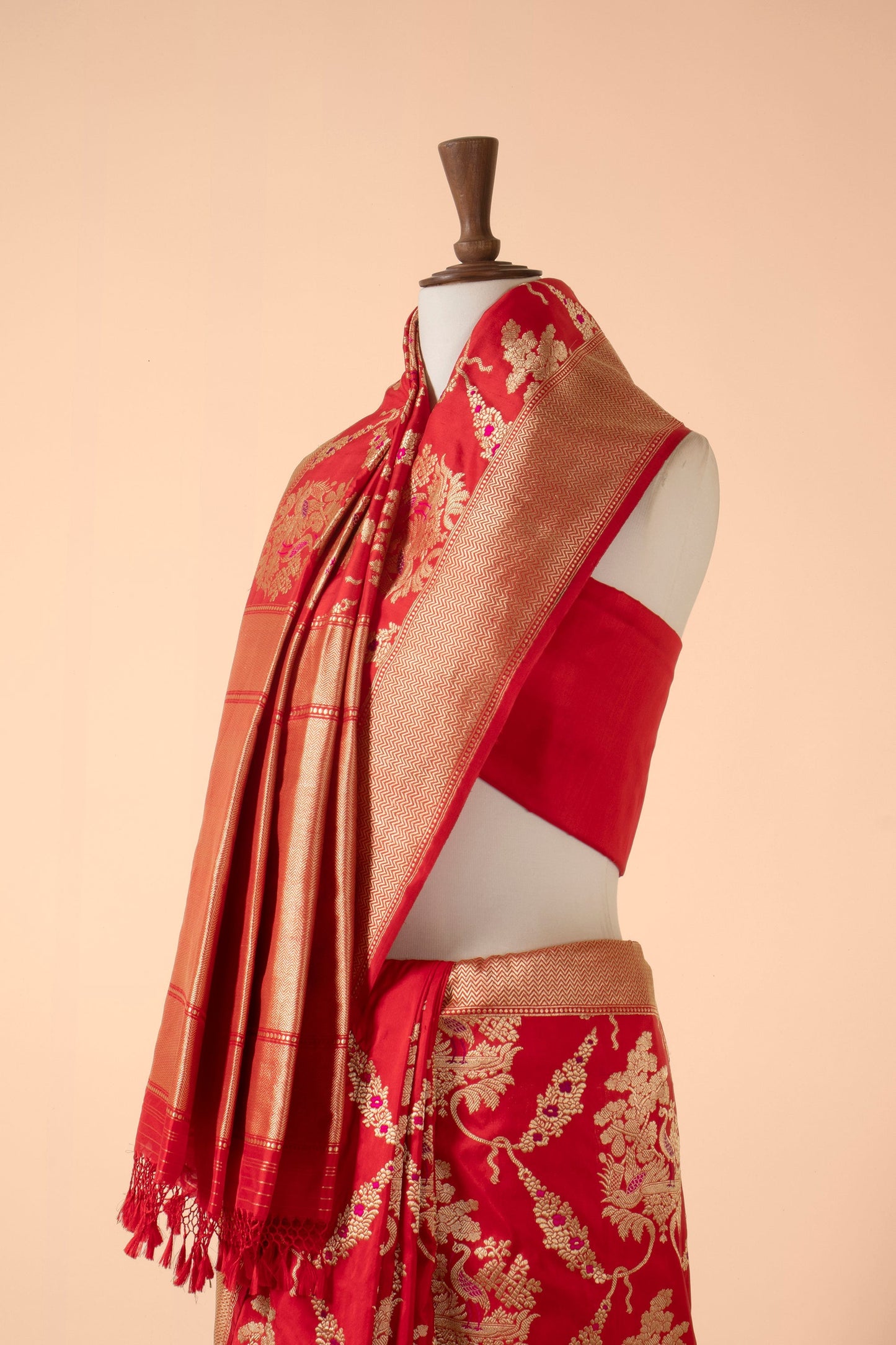 Handwoven Red Silk Sari