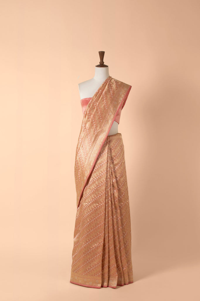 Handwoven Pink Silk Sari