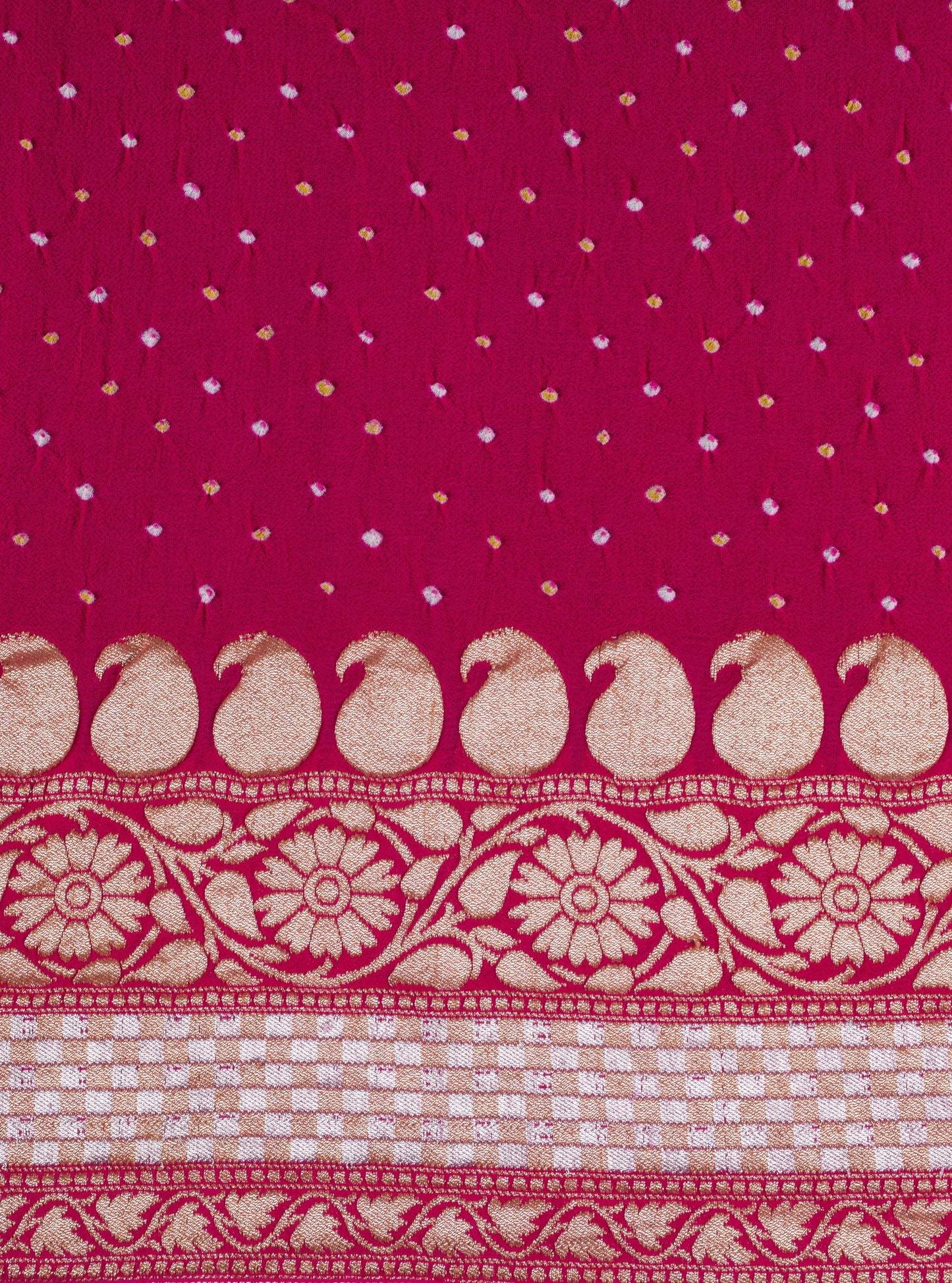 Handwoven Pink Bandhani Sari