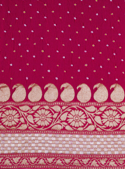 Handwoven Pink Bandhani Sari