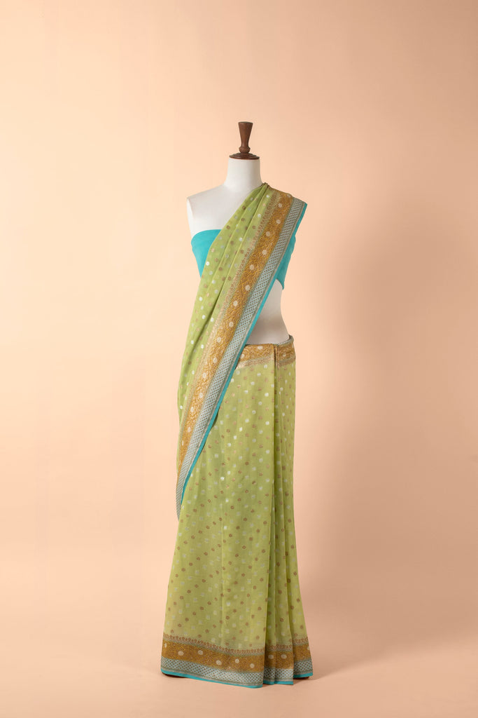 Handwoven Green Georgette Sari