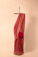 Handwoven Red Bandhani Sari