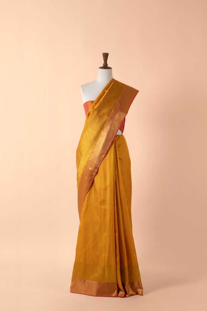 Handwoven Yellow Kanjivaram Sari