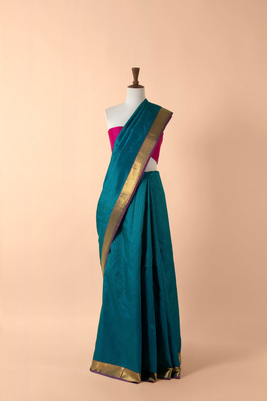 Handwoven Blue Kanjivaram Sari