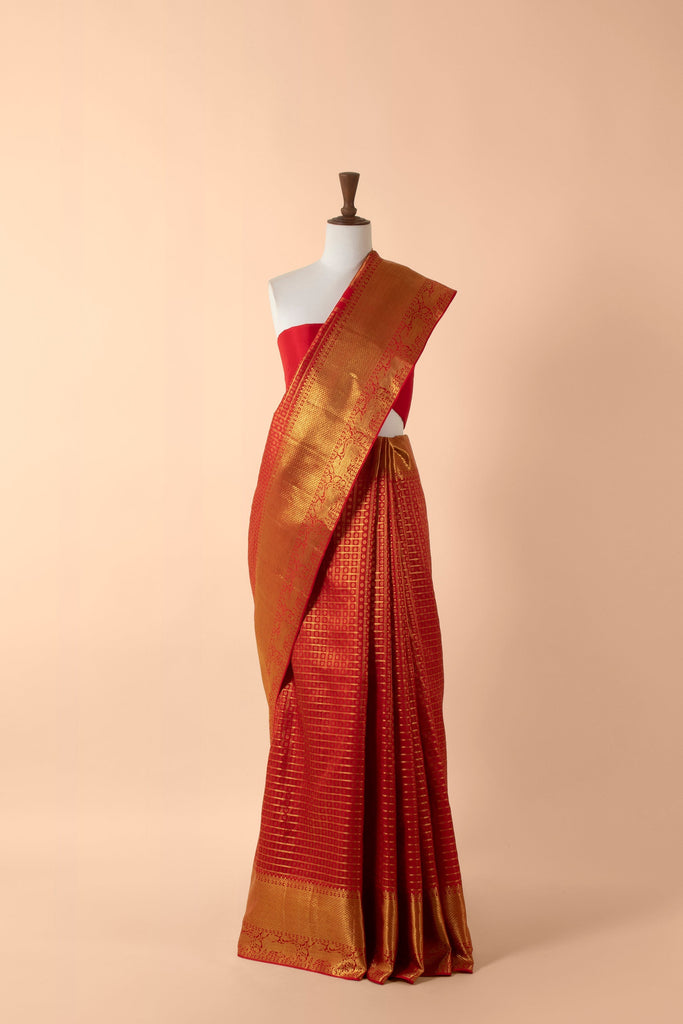 Handwoven Red Kanjivaram Saree