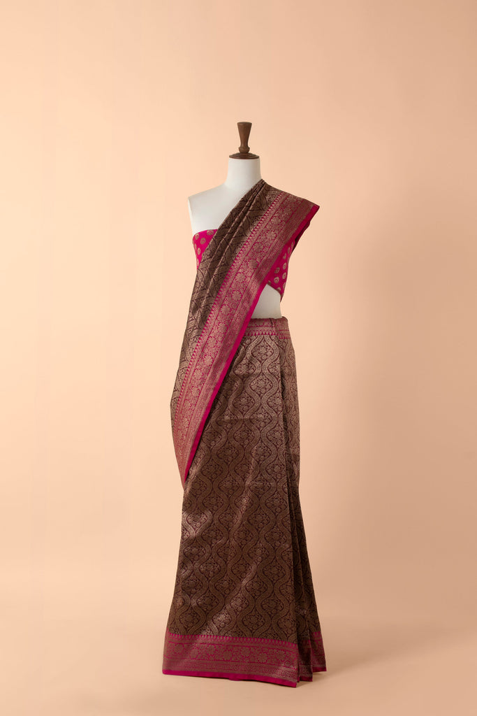 Handwoven Garnet Silk Sari