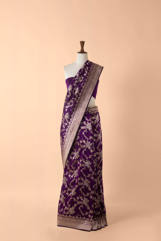 Handwoven Purple Silk Sari