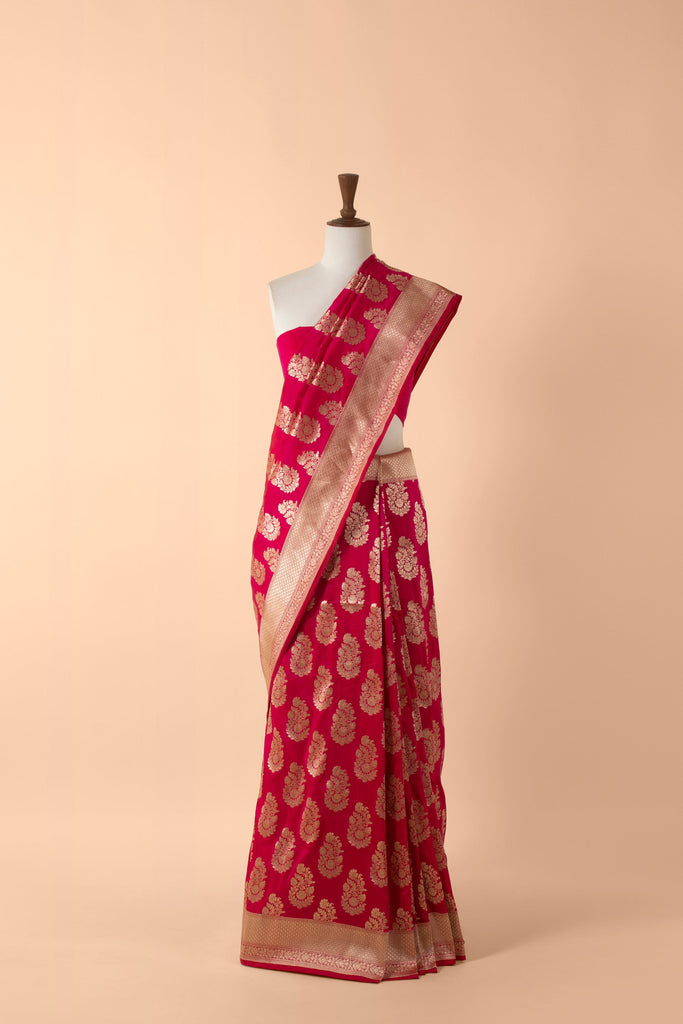 Handwoven Maroon Silk Sari