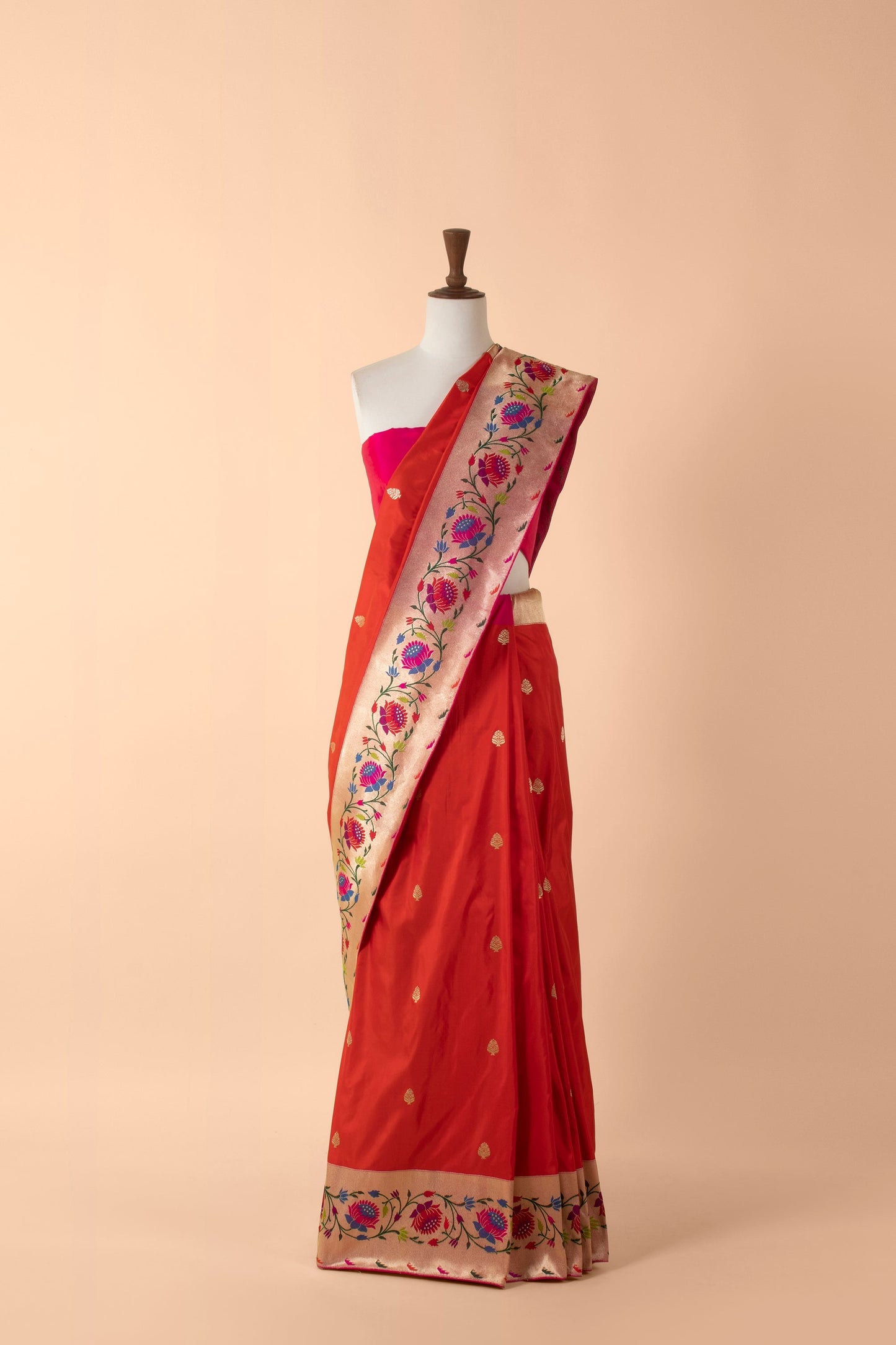 Handwoven Red Silk Sari