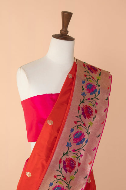 Handwoven Red Silk Sari