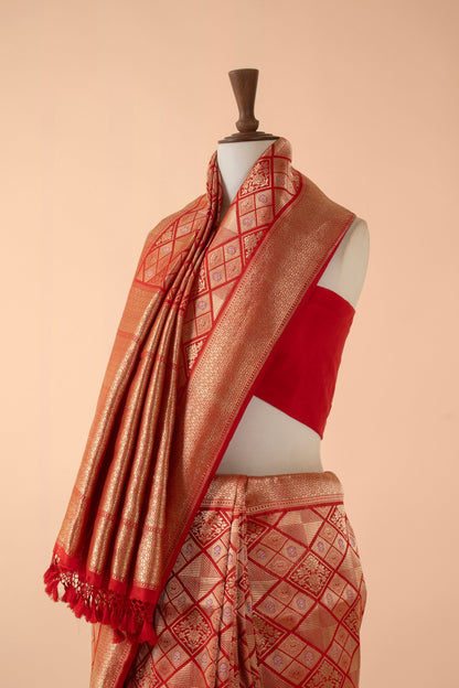 Handwoven Red Silk Sari