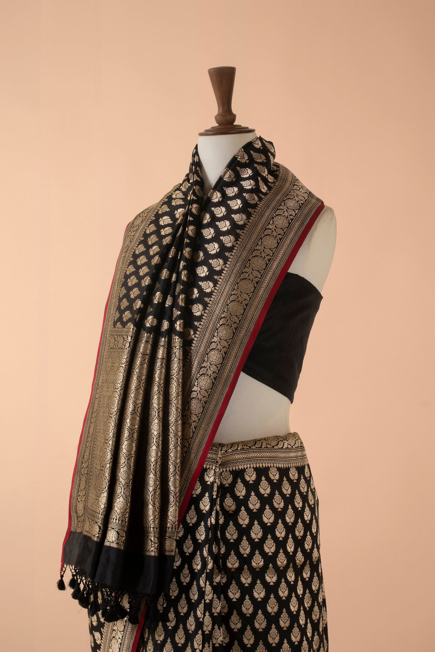 Handwoven Black Silk Sari