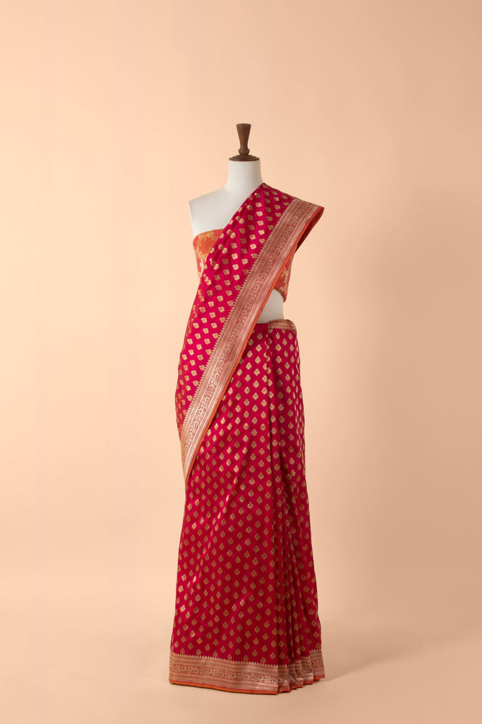 Handwoven Pink Silk Sari