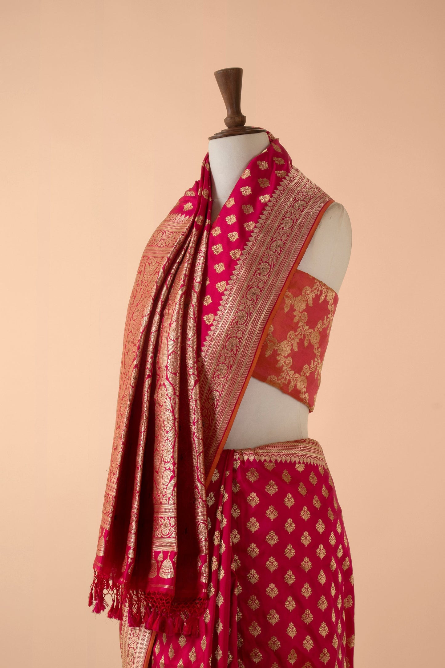 Handwoven Pink Silk Sari