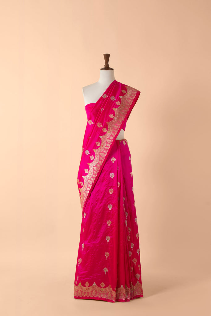 Handwoven Pink Silk Sari