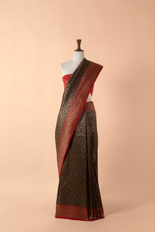 Handwoven Black Silk Sari