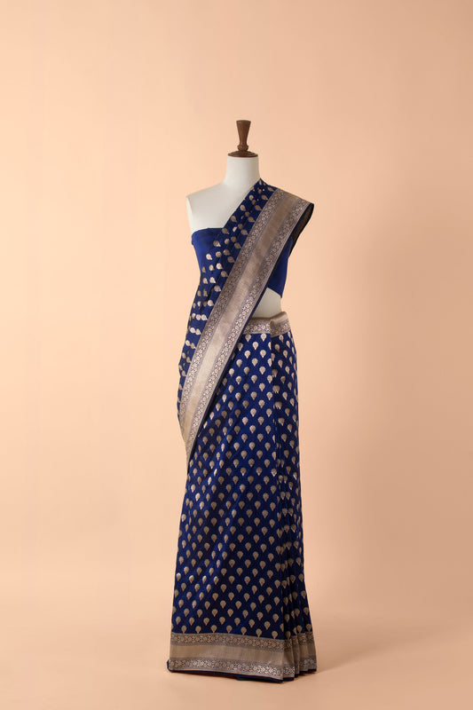 Handwoven Blue Silk Sari