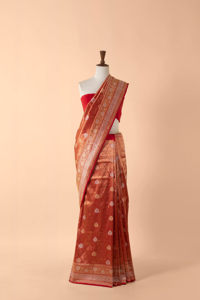 Handwoven Red Silk Sari
