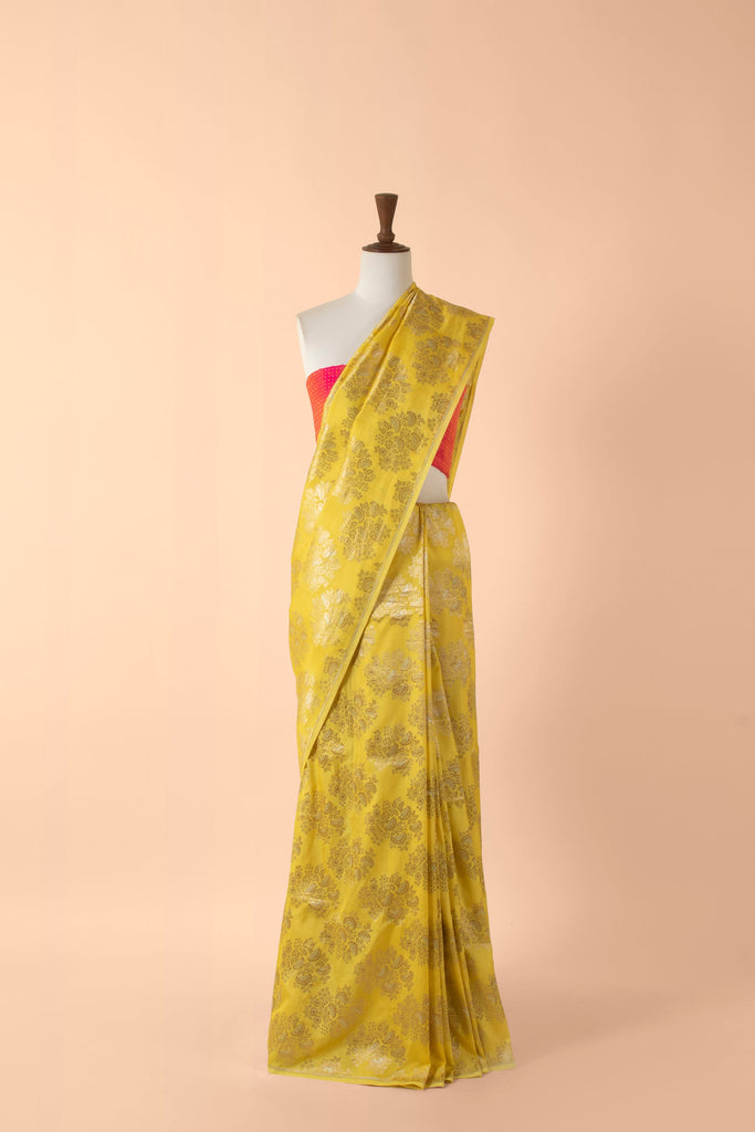 Handwoven Yellow Silk Sari