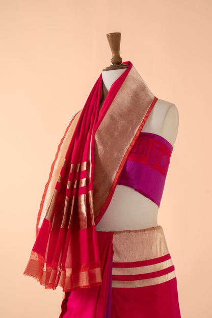 Handwoven Pink Silk Sari