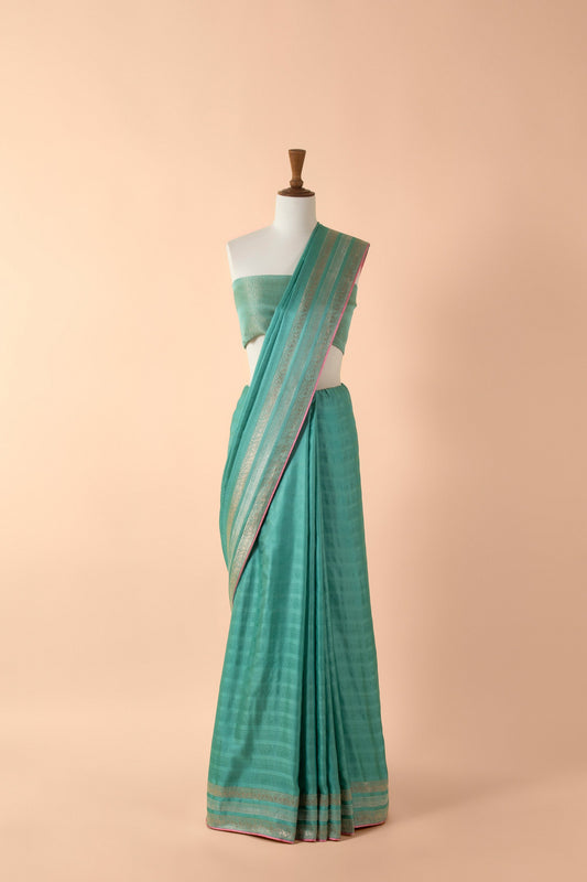 Handwoven Blue Silk Sari