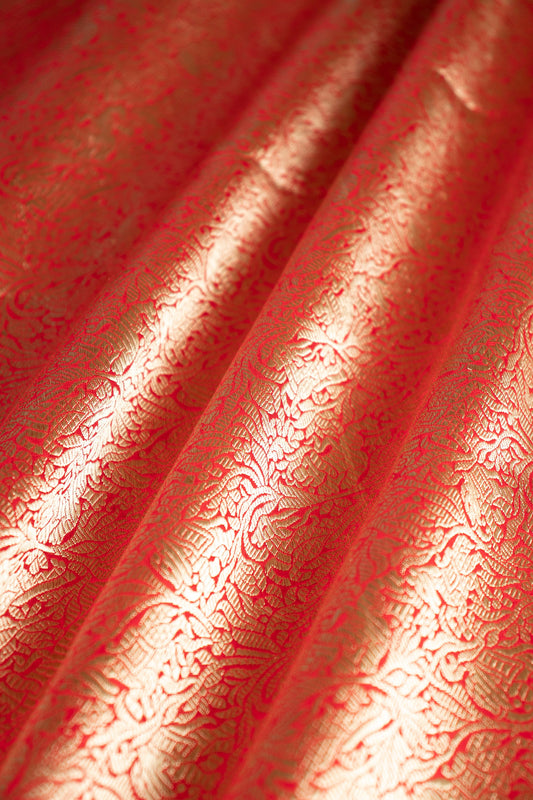 Handwoven Red Silk Fabric